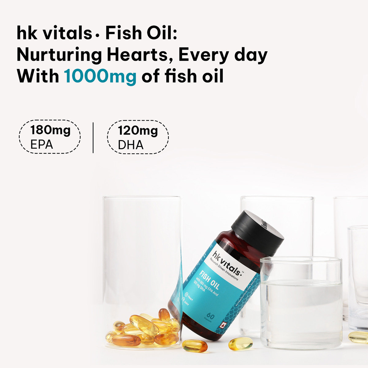 HealthKart HK Vitals Fish Oil 1000 mg, 60 Capsules, Pack of 1 HealthKart HK Vitals Fish Oil 1000 mg, 60 Capsules, Pack of 1