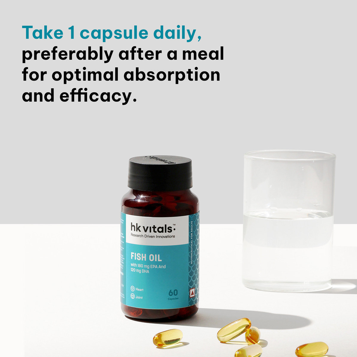 HealthKart HK Vitals Fish Oil 1000 mg, 60 Capsules, Pack of 1 HealthKart HK Vitals Fish Oil 1000 mg, 60 Capsules, Pack of 1