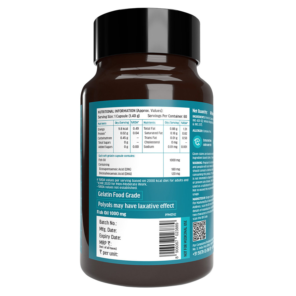 HealthKart HK Vitals Fish Oil 1000 mg, 60 Capsules, Pack of 1 HealthKart HK Vitals Fish Oil 1000 mg, 60 Capsules, Pack of 1