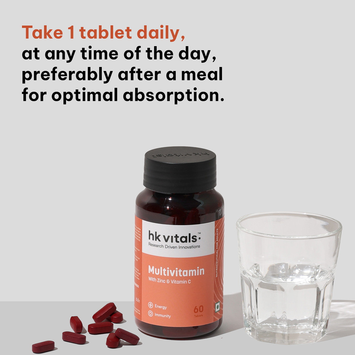 HealthKart HK Vitals Multivitamin with Zinc & Vitamin C, 60 Tablets, Pack of 1 HealthKart HK Vitals Multivitamin with Zinc & Vitamin C, 60 Tablets, Pack of 1