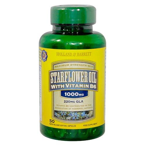 Holland & Barrett Starflower Oil With Vitamin B6 1000 mg, 50 Capsules