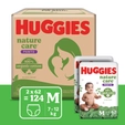 Huggies Nature Care Diaper Pants Medium with 100% Organic Cotton, 124 Count (2x62)