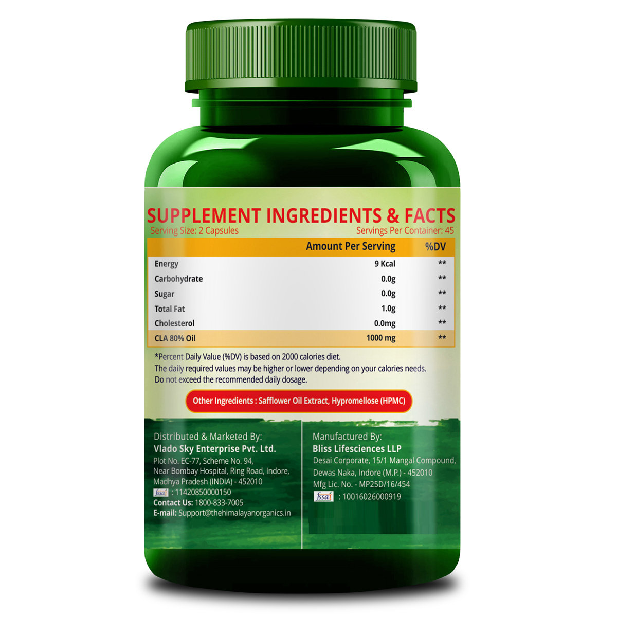 Vlado's Himalayan Organics Plant Based CLA 1000 for Healthy Weight Management, 90 Capsules, Pack of 1 Vlado's Himalayan Organics Plant Based CLA 1000 for Healthy Weight Management, 90 Capsules, Pack of 1