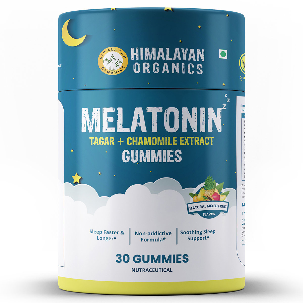 Vlado's Himalayan Organics Melatonin Tagar + Chamomile Extract Mixed Fruit Flavour, 30 Gummies, Pack of 1 Vlado's Himalayan Organics Melatonin Tagar + Chamomile Extract Mixed Fruit Flavour, 30 Gummies, Pack of 1