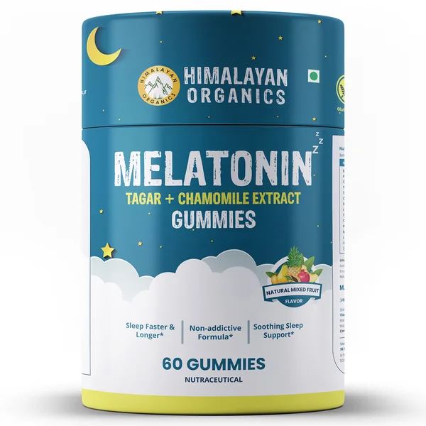 Vlado's Himalayan Organics Melatonin Tagar + Chamomile Extract Mixed Fruit Flavour, 60 Gummies, Pack of 1
