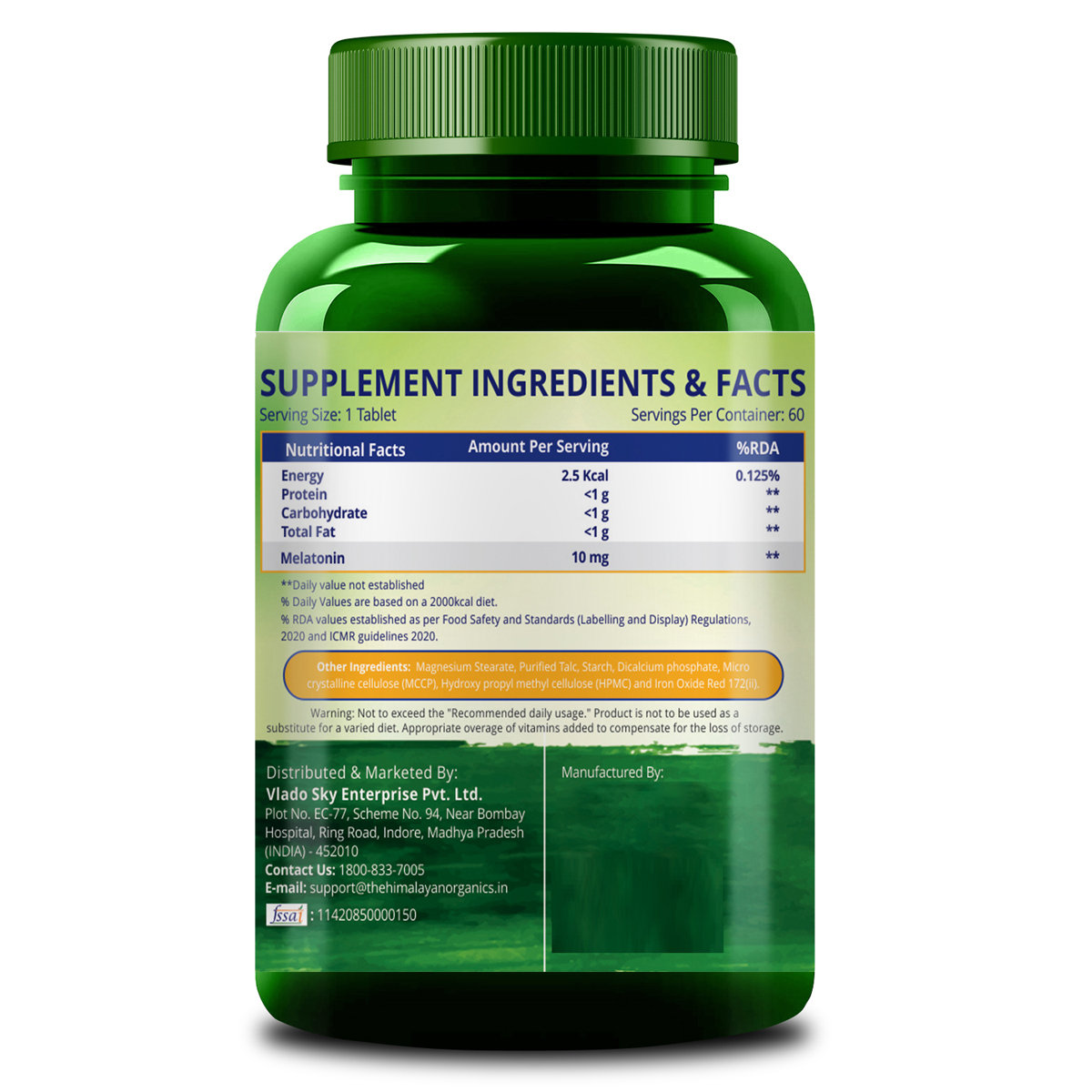 Himalayan Organics Melatonin 10mg, 60 Tablets, Pack of 1 Himalayan Organics Melatonin 10mg, 60 Tablets, Pack of 1