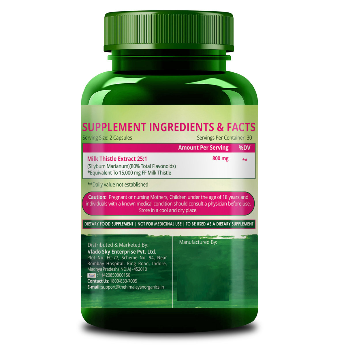 Vlado's Himalayan Organics Milk Thistle Extract 25:1, 60 Capsules, Pack of 1 Vlado's Himalayan Organics Milk Thistle Extract 25:1, 60 Capsules, Pack of 1