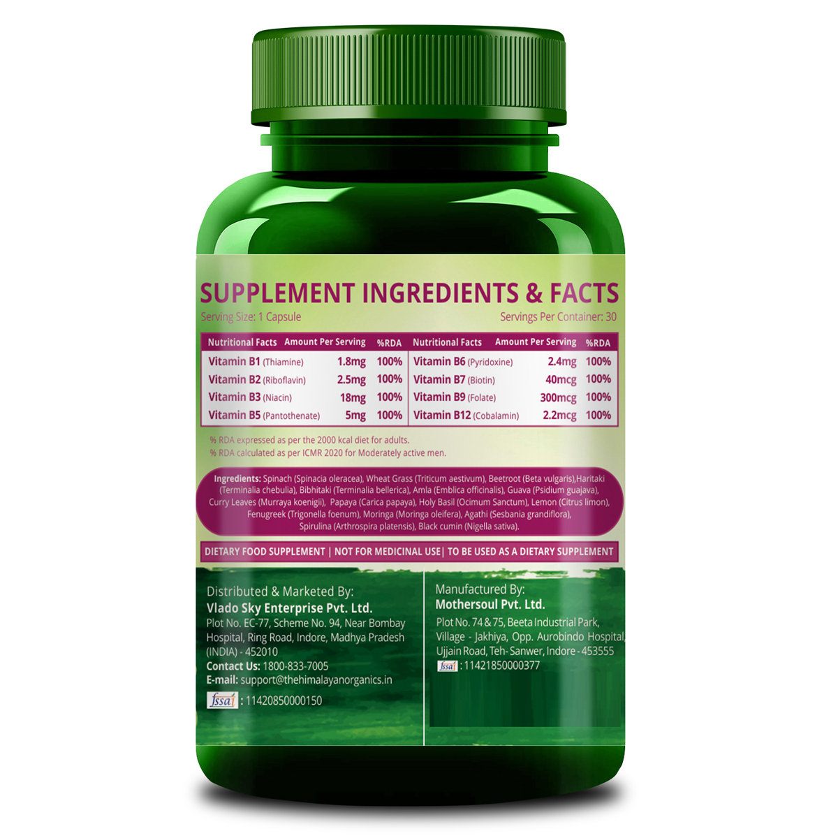 Vlado's Himalayan Organics Plant Based B-Complex, 30 Capsules, Pack of 1 Vlado's Himalayan Organics Plant Based B-Complex, 30 Capsules, Pack of 1