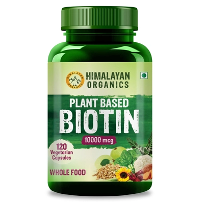 Himalayan Organics Plant Based Biotin 10000mcg, 120 Capsules, Pack of 1