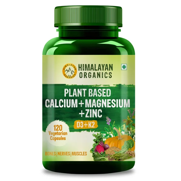 Vlado's Himalayan Organics Plant Based Calcium+Magnesium+Zinc+D3 K2, 120 Capsules, Pack of 1