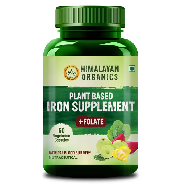 Vlado's Himalayan Organics Plant Based Iron Supplement with Folate, 60 Capsules, Pack of 1