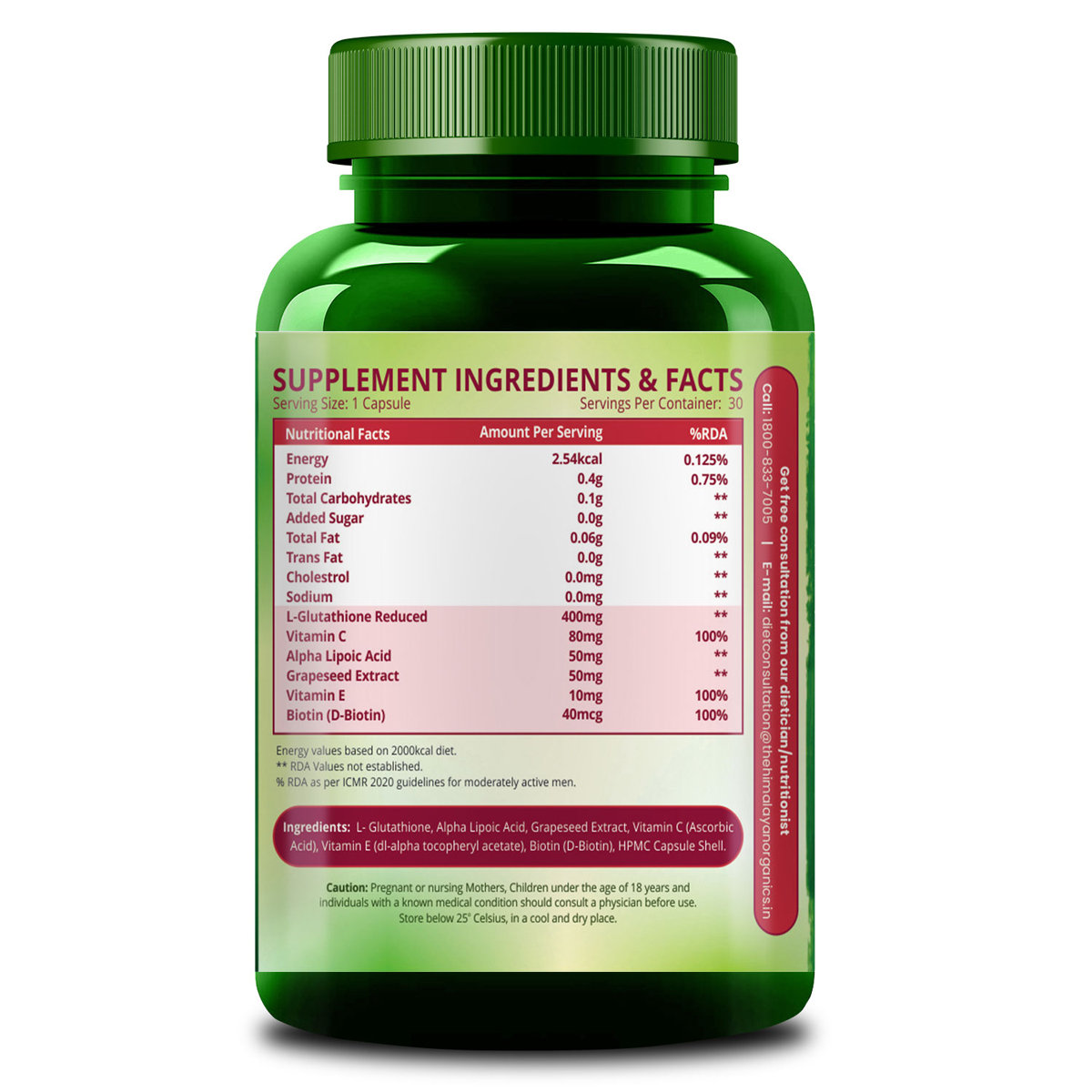 Vlado's Himalayan Organics Skin Glow Glutathione with Vitamin C + Biotin, 30 Capsules, Pack of 1 Vlado's Himalayan Organics Skin Glow Glutathione with Vitamin C + Biotin, 30 Capsules, Pack of 1