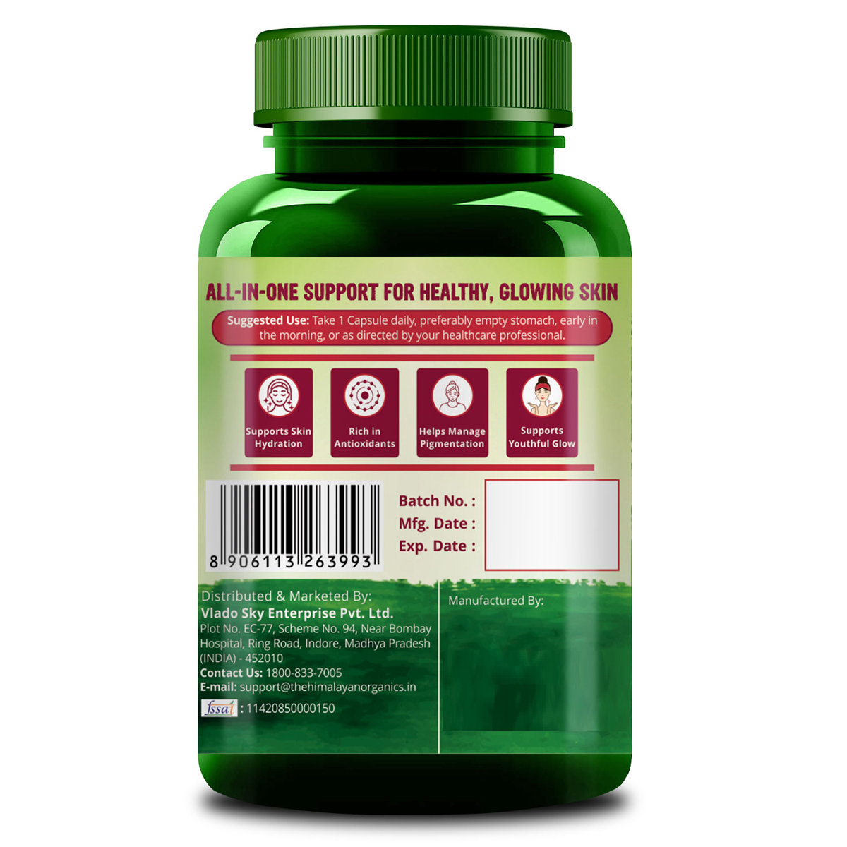 Vlado's Himalayan Organics Skin Glow Glutathione with Vitamin C + Biotin, 30 Capsules, Pack of 1 Vlado's Himalayan Organics Skin Glow Glutathione with Vitamin C + Biotin, 30 Capsules, Pack of 1