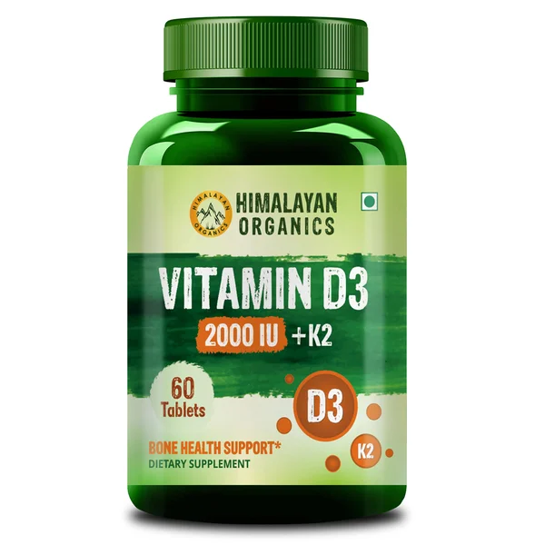 Vlado's Himalayan Organics Vitamin D3 2000IU + K2, 60 Tablets, Pack of 1