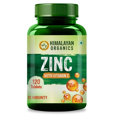 Himalayan Organics Zinc with Vitamins C, 120 Tablets, Pack of 1