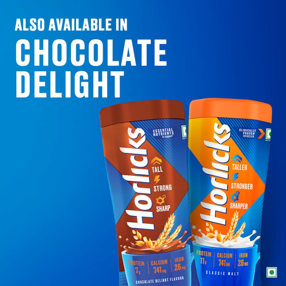 Horlicks Classic Malt Flavour Nutrition Drink Powder 500 gm Jar | Support Immunity | Improves Bone & Muscle Health | Healthy Weight Gain, Pack of 1 Horlicks Classic Malt Flavour Nutrition Drink Powder 500 gm Jar | Support Immunity | Improves Bone & Muscle Health | Healthy Weight Gain, Pack of 1