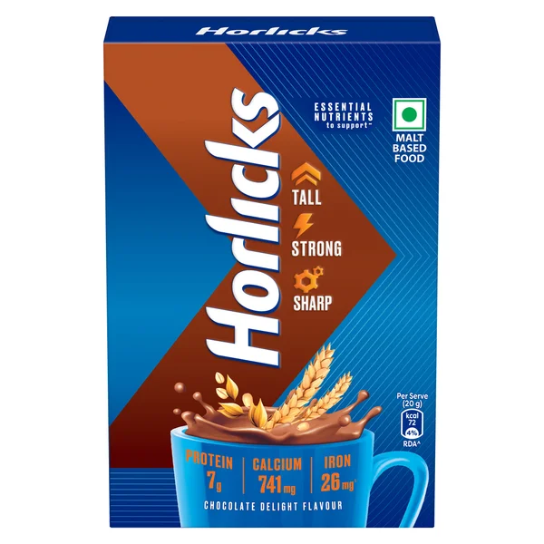 Horlicks Chocolate Delight Flavour Nutrition Powder 500 gm Refill Pack | Protein, Calcium, Iron | Support Immunity | Improves Bone &amp; Muscle Health | Healthy Weight Gain, Pack of 1