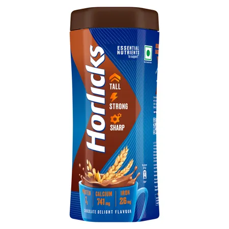 Horlicks Chocolate Delight Flavour Nutrition Powder 500 gm Jar | Protein, Calcium, Iron | Support Immunity | Improves Bone & Muscle Health | Healthy Weight Gain
