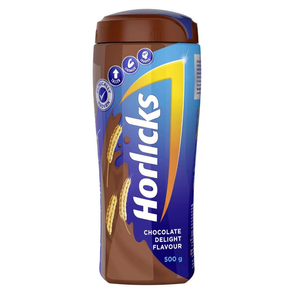 Horlicks Chocolate Delight Flavour Nutrition Drink Powder, 500 gm Jar