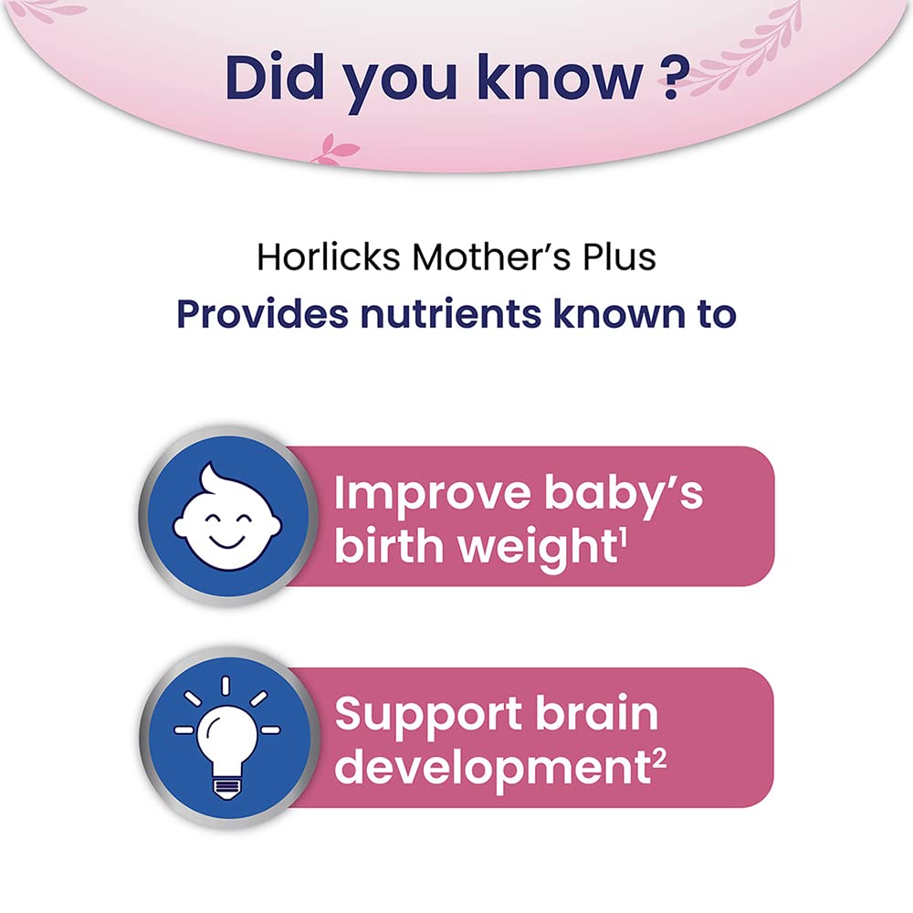 Horlicks Mother's Plus Vanilla Flavour Nutrition Powder, 400 gm Refill Pack | 25 Vital Nutrients | Support Healthy Birth Weight | Improves Lactation, Pack of 1 Horlicks Mother's Plus Vanilla Flavour Nutrition Powder, 400 gm Refill Pack | 25 Vital Nutrients | Support Healthy Birth Weight | Improves Lactation, Pack of 1