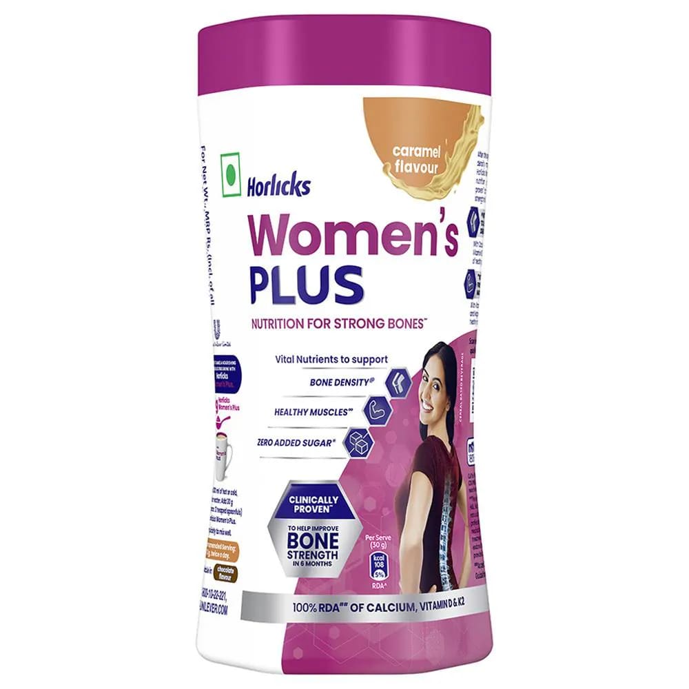 Horlicks Women's Plus Caramel Flavour Nutrition Powder 400 gm Jar | Calcium, Vitamin D & K2 | Enhance Bone Density | Support Muscles Health, Pack of 1 Horlicks Women's Plus Caramel Flavour Nutrition Powder 400 gm Jar | Calcium, Vitamin D & K2 | Enhance Bone Density | Support Muscles Health, Pack of 1