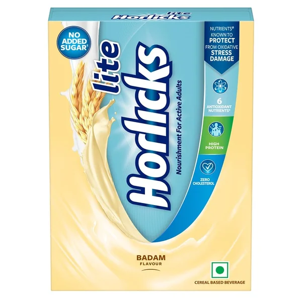 Horlicks Lite Badam Flavour Nutrition Powder, 400 gm Refill Pack, Pack of 1