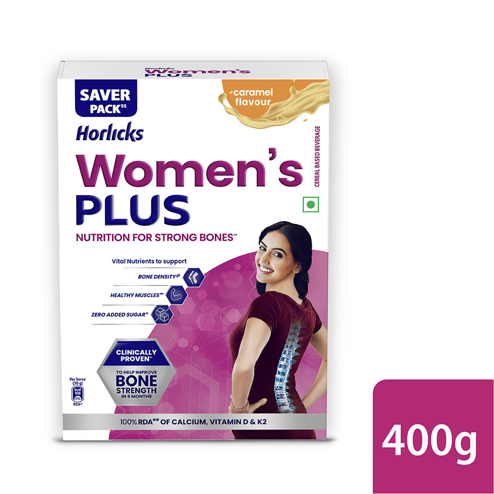 Horlicks Women's Plus Caramel Flavour Nutrition Powder 400 gm Refill Pack | Calcium, Vitamin D & K2 | Enhance Bone Density | Support Muscles Health, Pack of 1 Horlicks Women's Plus Caramel Flavour Nutrition Powder 400 gm Refill Pack | Calcium, Vitamin D & K2 | Enhance Bone Density | Support Muscles Health, Pack of 1