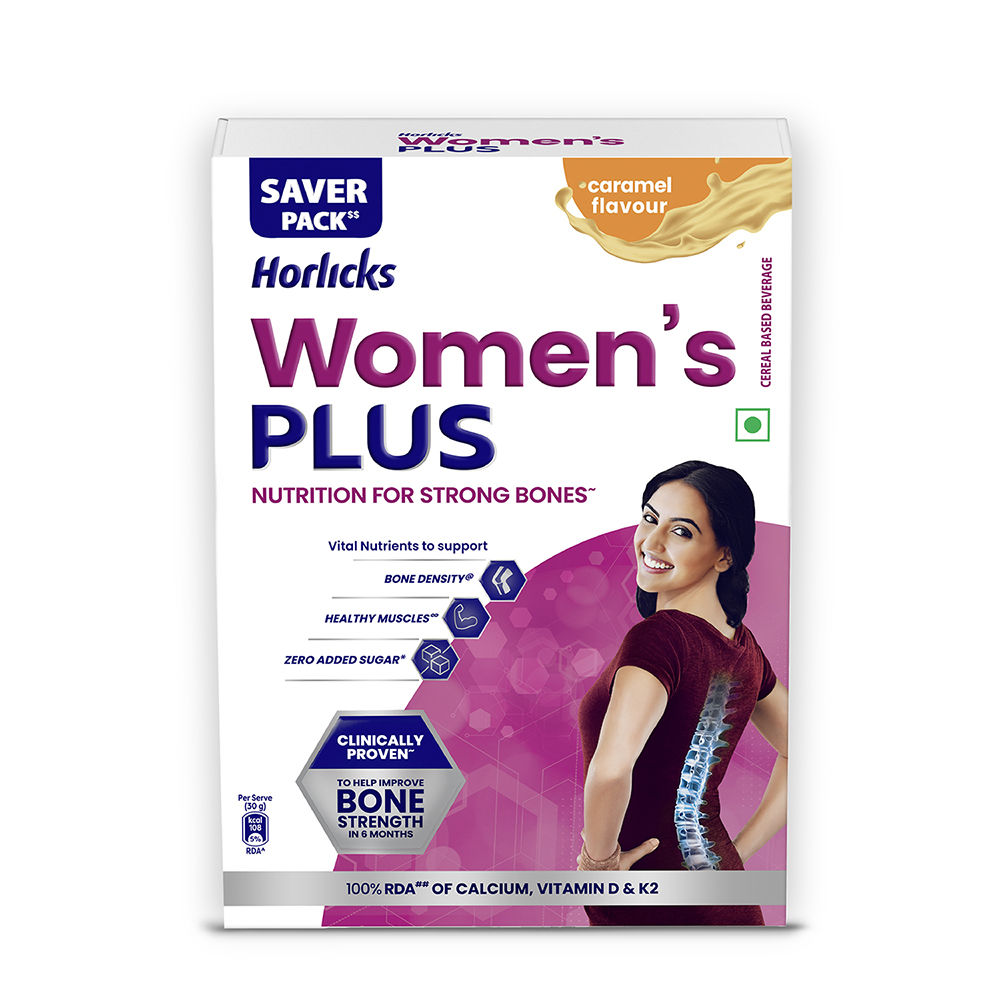 Buy Horlicks Women's Plus Caramel Flavour Nutrition Drink Powder, 400 gm Refill Pack Online