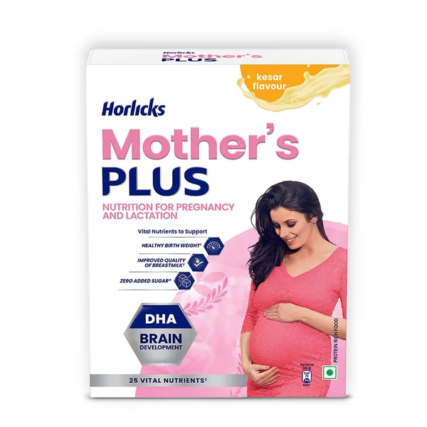 Horlicks Mother's Plus Kesar Flavour Nutrition Powder 400 gm Refill Pack | 25 Vital Nutrients | Support Healthy Birth Weight | Improves Lactation, Pack of 1