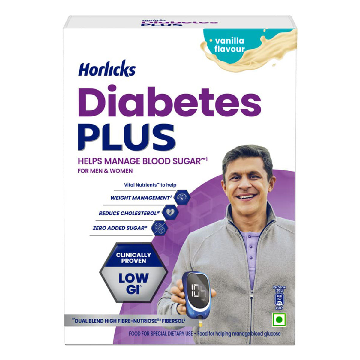 Buy Horlicks Diabetes Plus Vanilla Flavour Nutrition Drink Powder, 200 gm Online