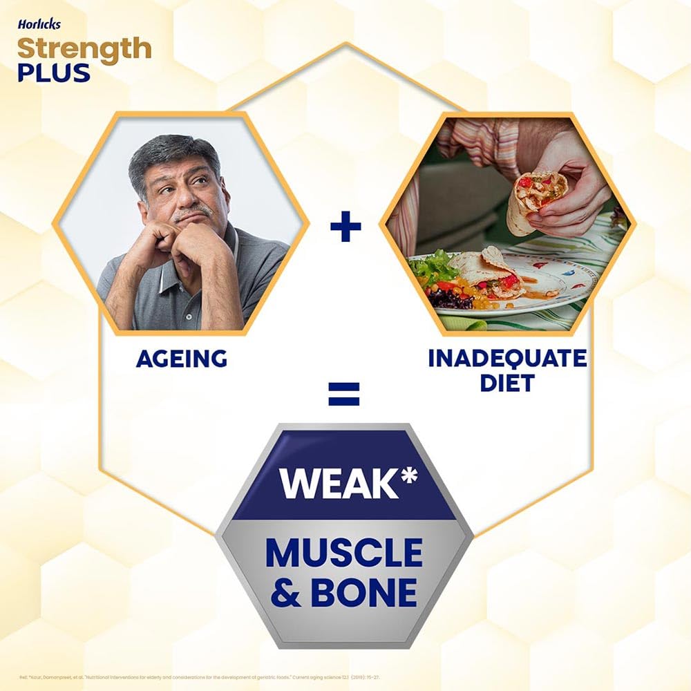 Horlicks Strength Plus Vanilla Flavour Powder 350 gm | Balanced Nutrition for Strength| Improve Bone & Muscle Strength |Easy Digestion, Pack of 1 Horlicks Strength Plus Vanilla Flavour Powder 350 gm | Balanced Nutrition for Strength| Improve Bone & Muscle Strength |Easy Digestion, Pack of 1
