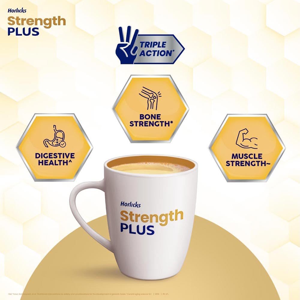 Horlicks Strength Plus Vanilla Flavour Powder 350 gm | Balanced Nutrition for Strength| Improve Bone & Muscle Strength |Easy Digestion, Pack of 1 Horlicks Strength Plus Vanilla Flavour Powder 350 gm | Balanced Nutrition for Strength| Improve Bone & Muscle Strength |Easy Digestion, Pack of 1