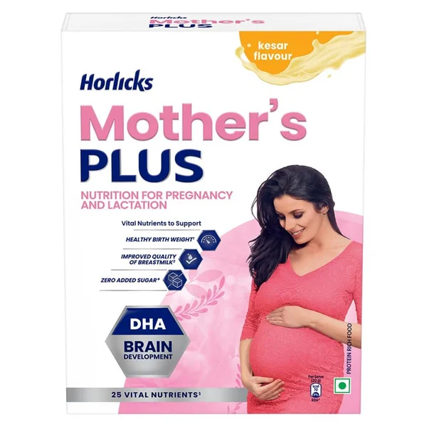 Horlicks Mother's Plus Kesar Flavour Nutrition Powder 200 gm Refill Pack | 25 Vital Nutrients | Support Healthy Birth Weight | Improves Lactation