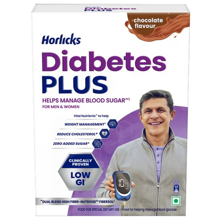 Horlicks Diabetes Plus Chocolate Flavour Nutrition Powder 200 gm | Helps Manage Blood Sugar | Weight Management
