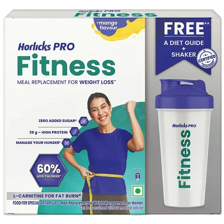 Horlicks Pro Fitness Mango Flavour Powder, 400 gm Refill Pack (Zero Added Sugar)