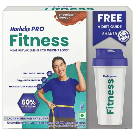 Horlicks Pro Fitness Chocolate Flavou Powder, 400 gm Refill Pack (Zero Added Sugar)