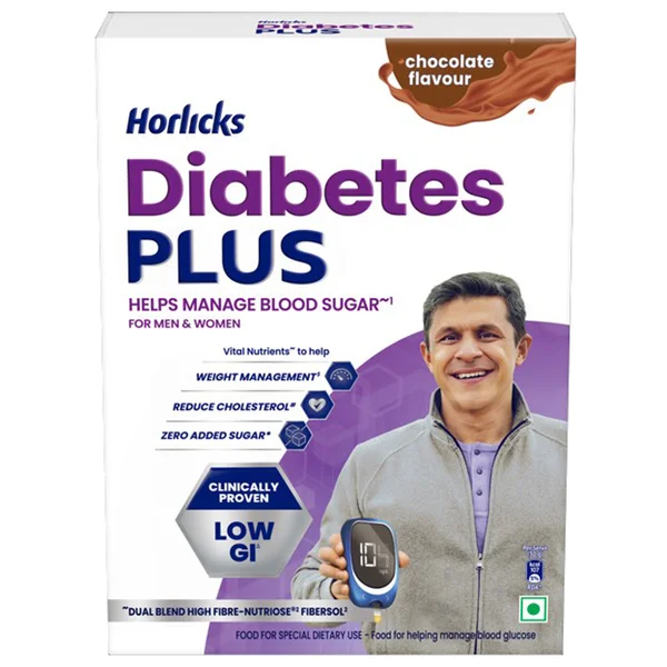 Horlicks Diabetes Plus Chocolate Flavour Nutrition Powder 400 gm | Helps Manage Blood Sugar | Weight Management