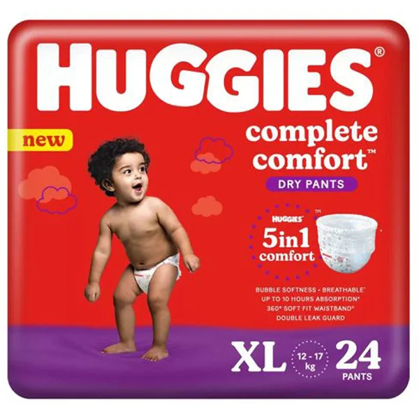 Huggies Complete Comfort Dry Baby Diaper Pants XL, 24 Count