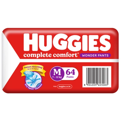 Huggies Complete Comfort Wonder Baby Diaper Pants Medium, 64 Count, Pack of 1