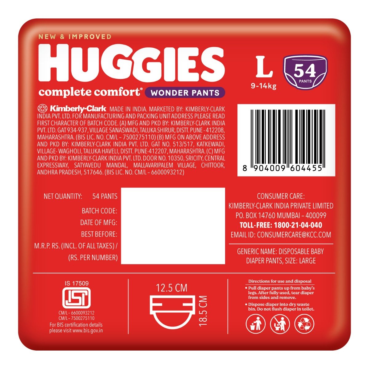 Huggies Complete Comfort Wonder Diaper Pants Large, 54 Count, Pack of 1 Huggies Complete Comfort Wonder Diaper Pants Large, 54 Count, Pack of 1