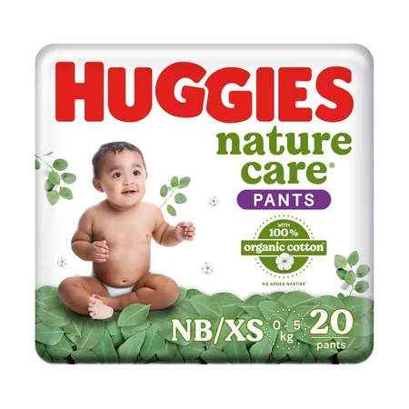 Huggies Nature Care Diaper Pants NB/XS with 100% Organic Cotton, 20 Count