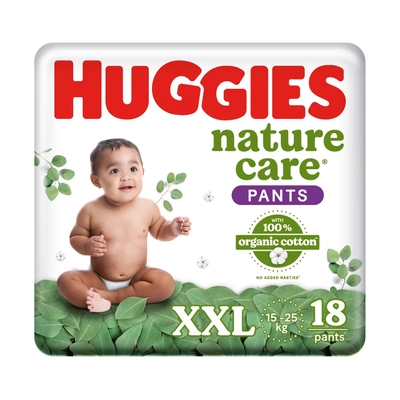 Huggies नेचर केयर डायपर पैंट XXL 100% ऑर्गेनिक कॉटन के साथ, 18 काउंट, 1 का पैक