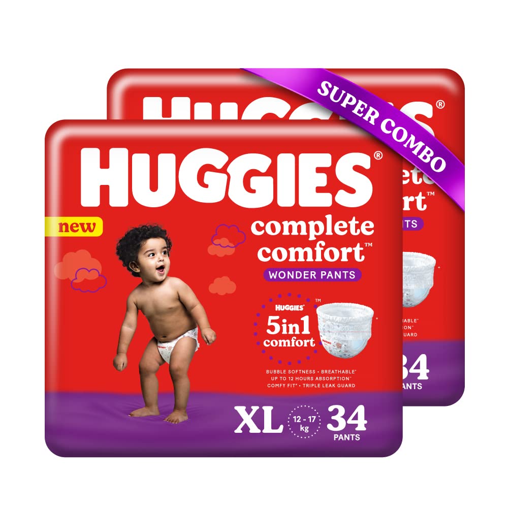 Huggies Complete Comfort Wonder Baby Diaper Pants XL, 68 Count (2x34), Pack of 1 Huggies Complete Comfort Wonder Baby Diaper Pants XL, 68 Count (2x34), Pack of 1