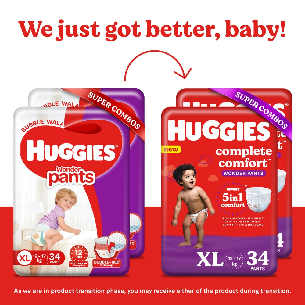 Huggies Complete Comfort Wonder Baby Diaper Pants XL, 68 Count (2x34), Pack of 1 Huggies Complete Comfort Wonder Baby Diaper Pants XL, 68 Count (2x34), Pack of 1