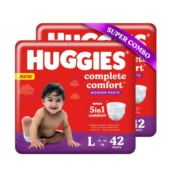 Huggies Complete Comfort Wonder Baby Diaper Pants Large, 84 Count (2x42), Pack of 1