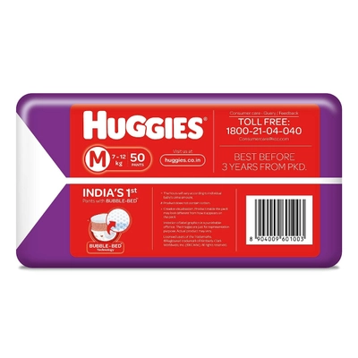 Huggies कम्प्लीट कम्फर्ट वंडर बेबी डायपर पैंट मीडियम, 100 काउंट (2x50), 1 का पैक