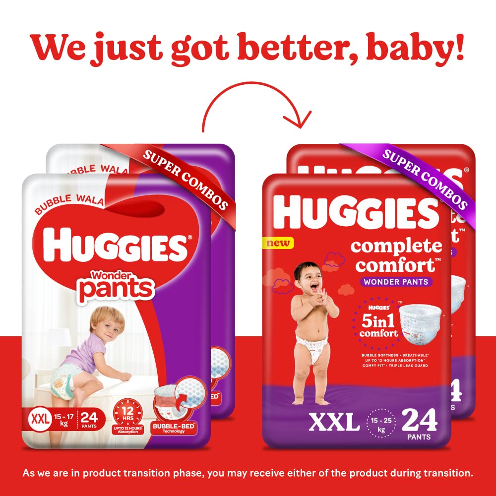 Huggies Complete Comfort Wonder Baby Diaper Pants XXL, 48 Count (2x24), Pack of 1 Huggies Complete Comfort Wonder Baby Diaper Pants XXL, 48 Count (2x24), Pack of 1