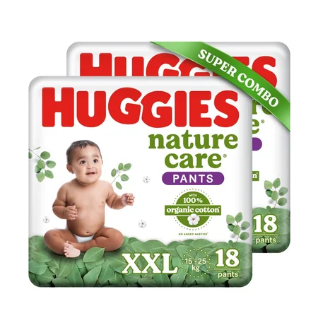 Huggies Nature Care Diaper Pants XXL with 100% Organic Cotton, 36 Count (2x18)