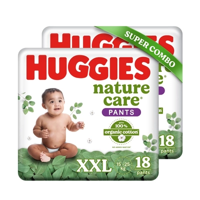 Huggies नेचर केयर डायपर पैंट XXL 100% ऑर्गेनिक कॉटन के साथ, 36 काउंट (2x18), 1 का पैक