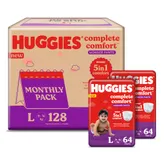 Huggies Complete Comfort Wonder Baby Diaper Pants Large, 128 Count (2x64), Pack of 1